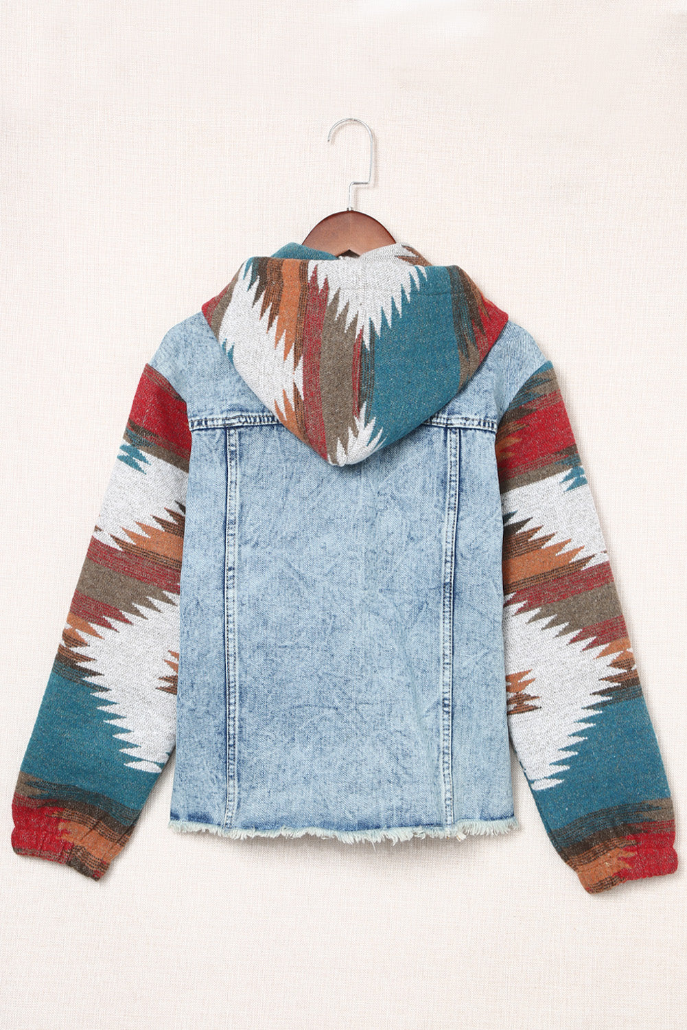 Emily Print Frayed Hem Jacket - Threaded Pear