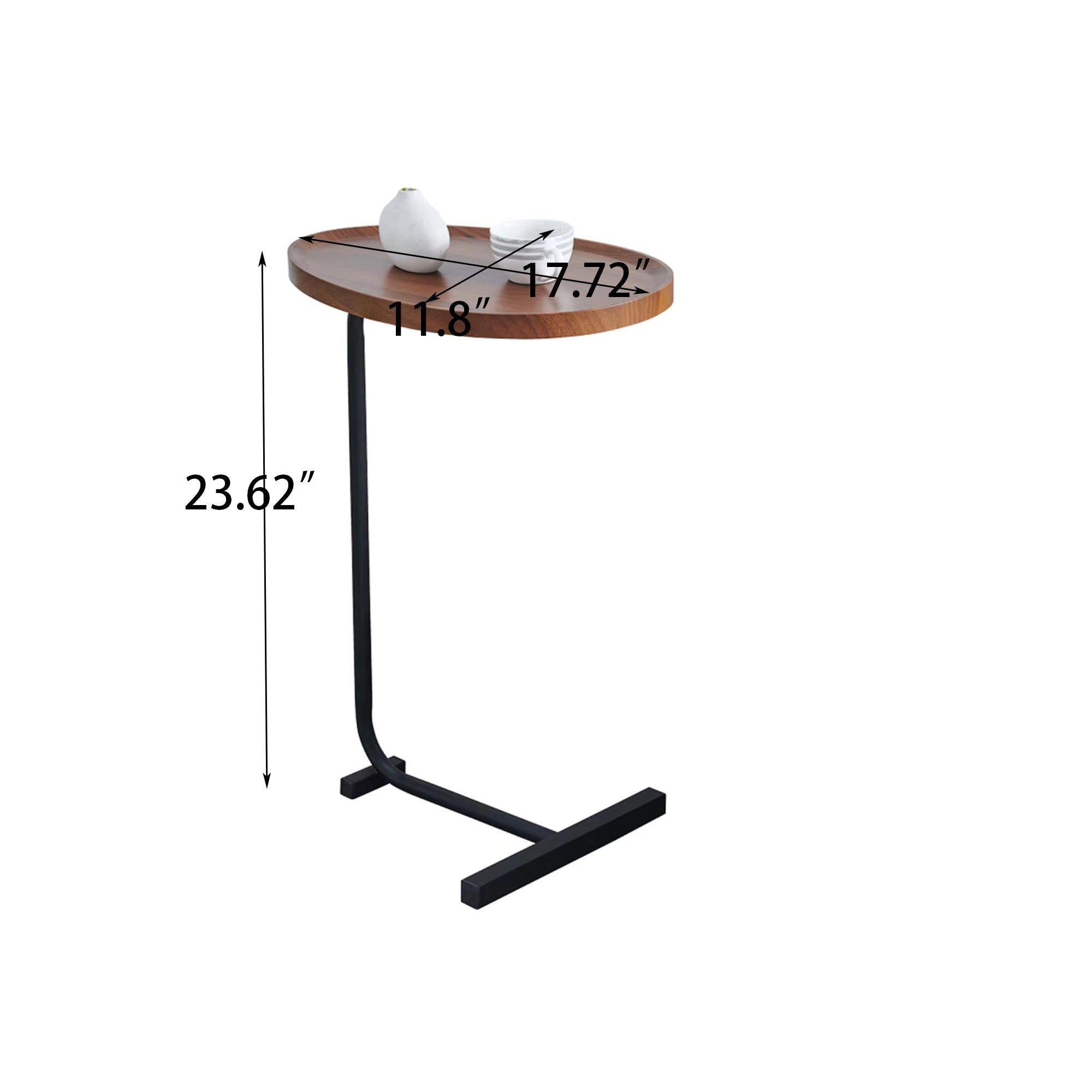 C-Shaped Brown Side Table