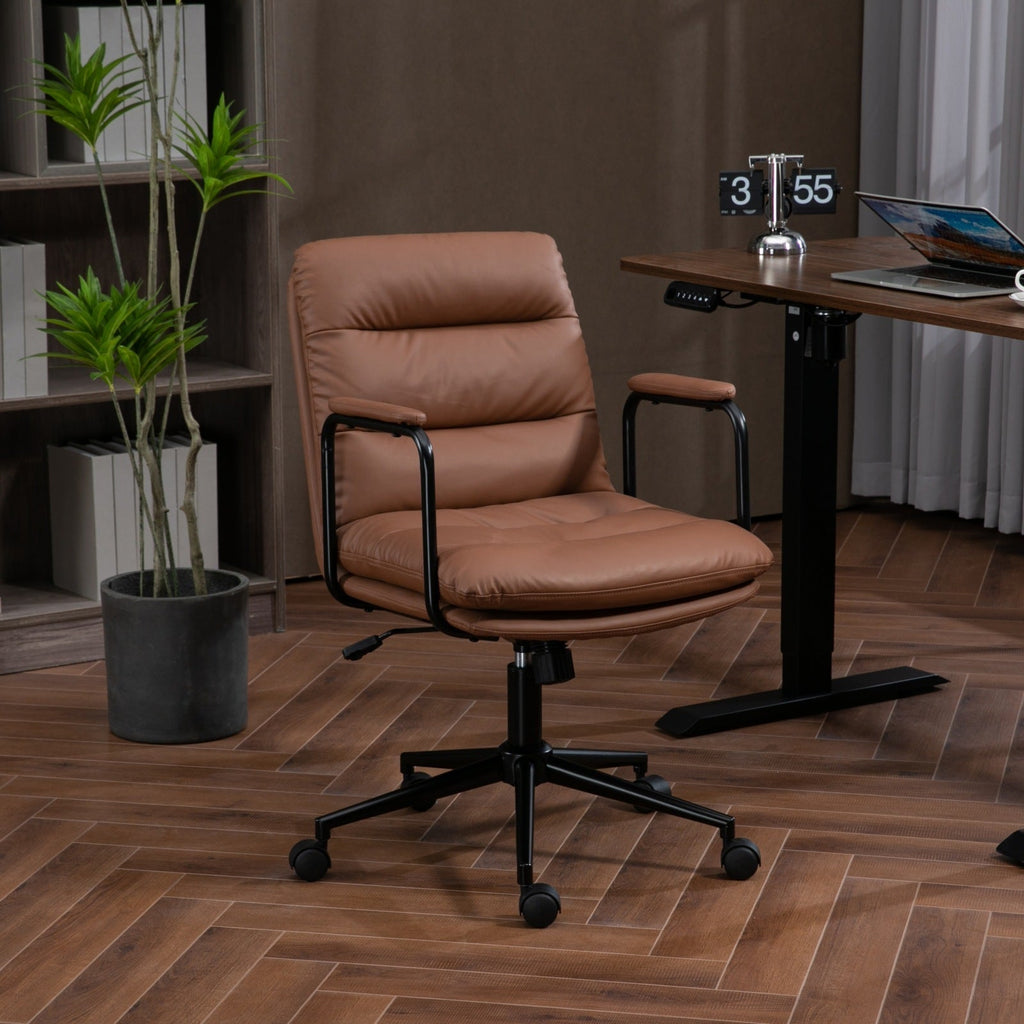 Mid Back PU Leather Home Office Chair