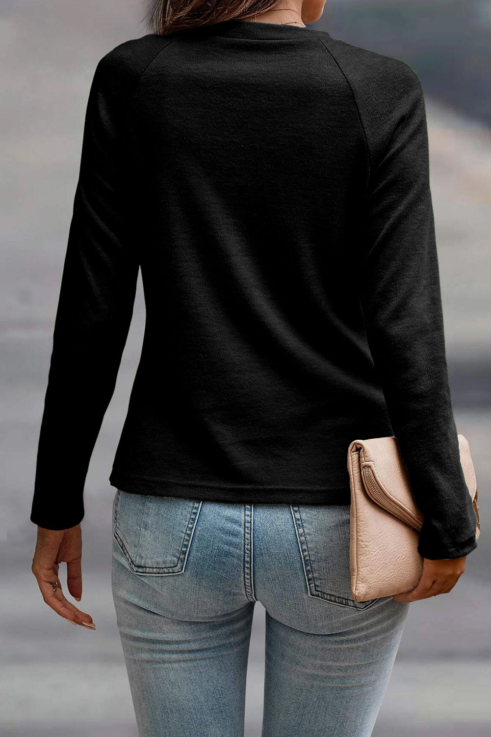 Millie Seam Detail Raglan Long Sleeve Top - Threaded Pear