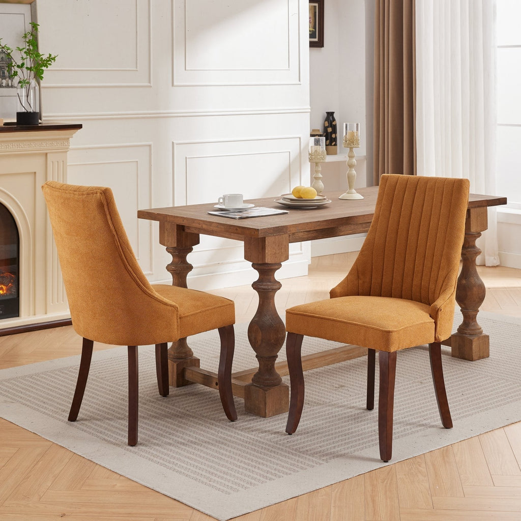Set of 2 Rayon Cloth Flocking Linen Dining Chairs
