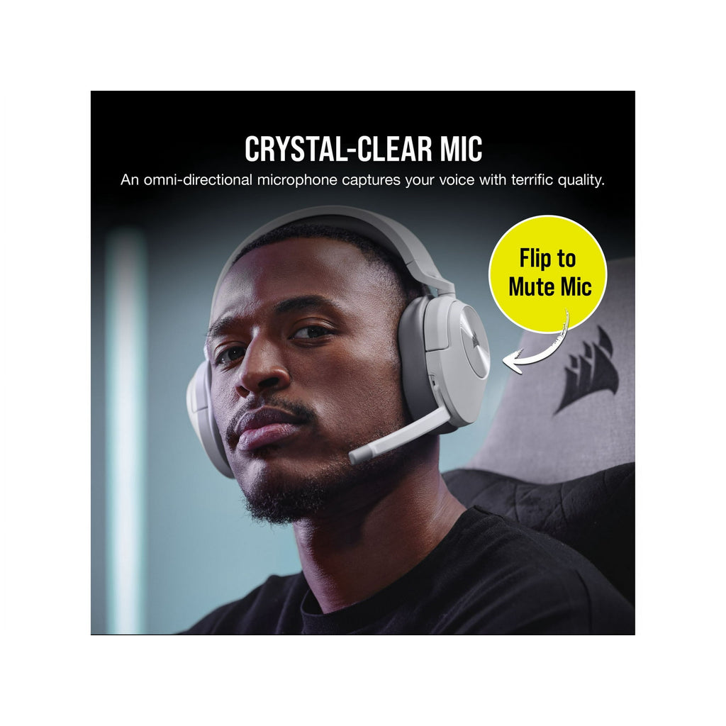 CORSAIR HS Series HS55 Wireless Gaming Headset for PC, PS5, and Mobile - White