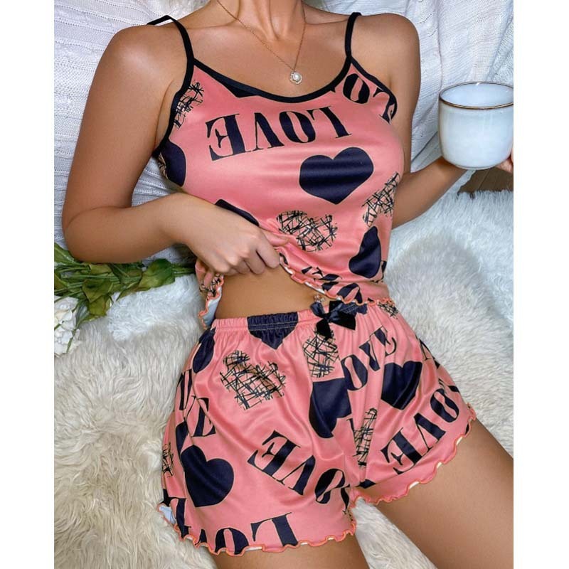 Thin Homewear Sexy Slip Dress Cartoon Cute Print by OyeraCharisma