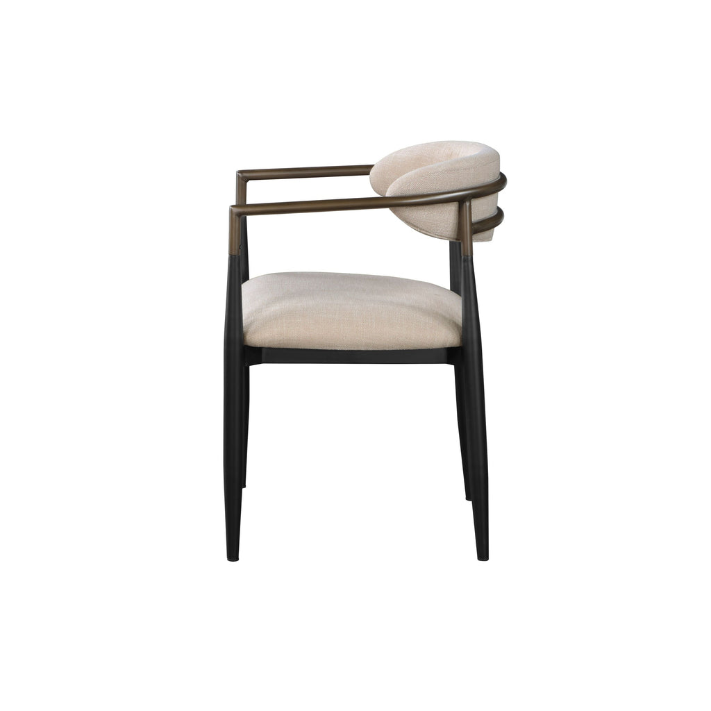 Set of 2 Beige and Black Armchair With Open Back