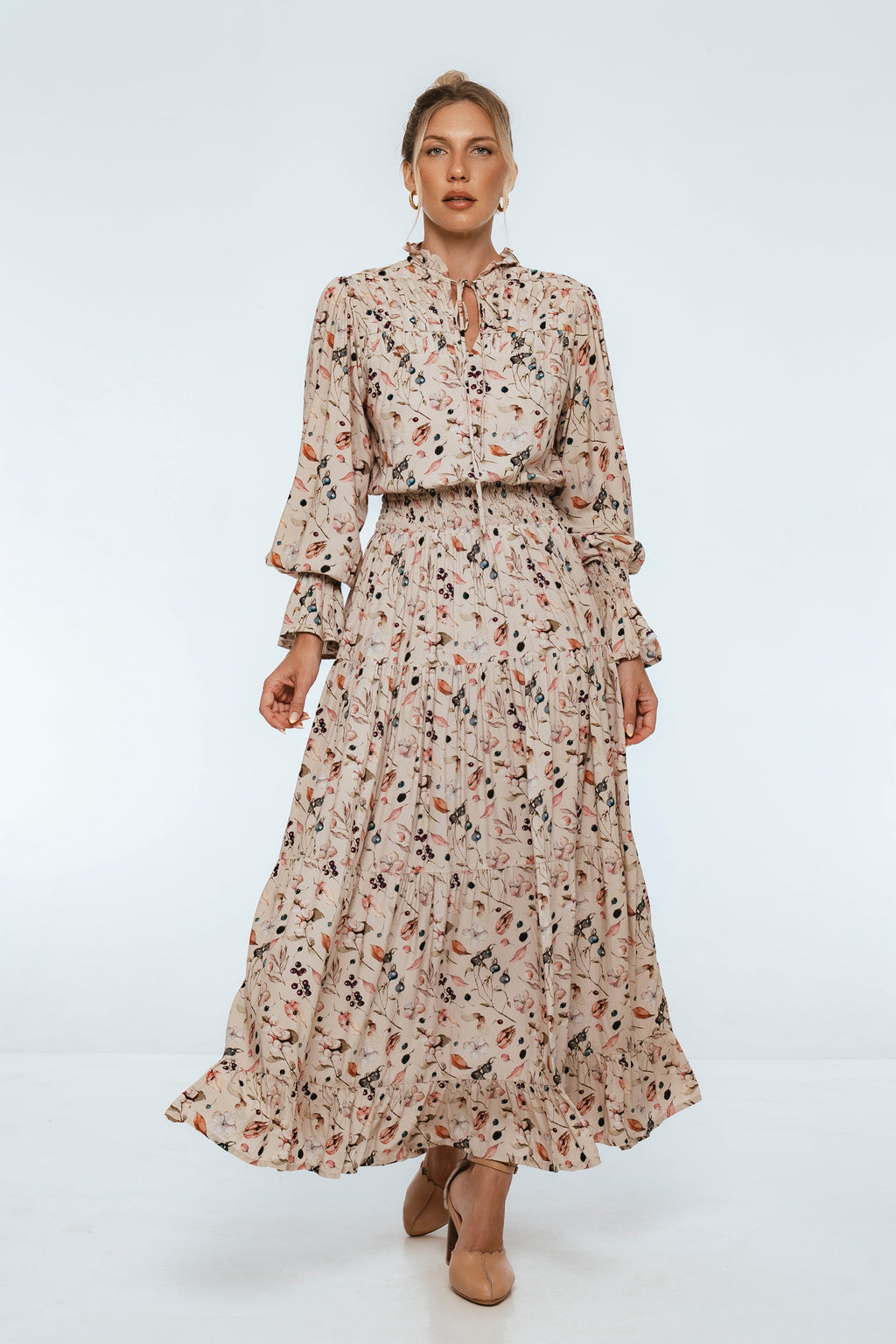 White Lotus Ruffled Maxi Dress