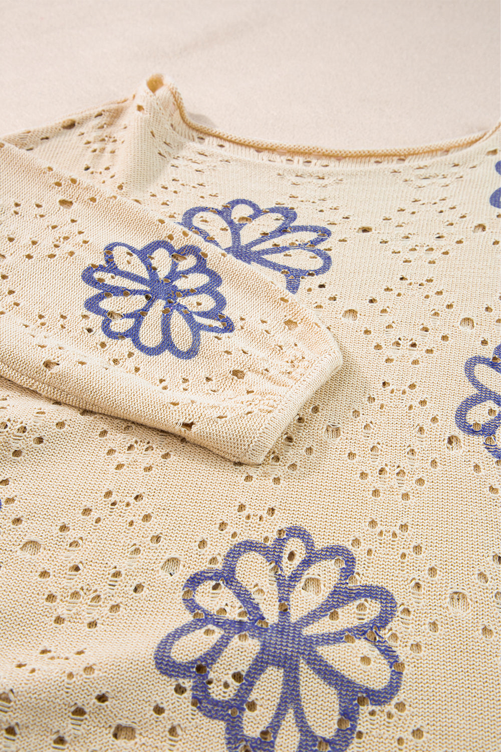 Harper Eyelet Drop Shoulder Sweater - Threaded Pear