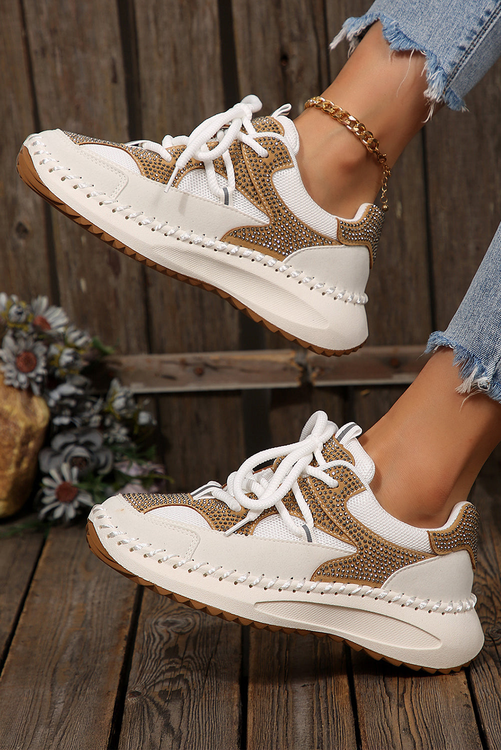 Abigail Lace Up Breathable Sneakers by Threaded Pear
