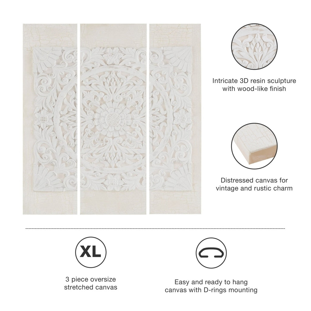 Triptych 3-Piece Dimensional Resin Canvas Wall Art Set