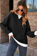 Sophie Ribbed Patchwork Baggy Sweatshirt - Threaded Pear