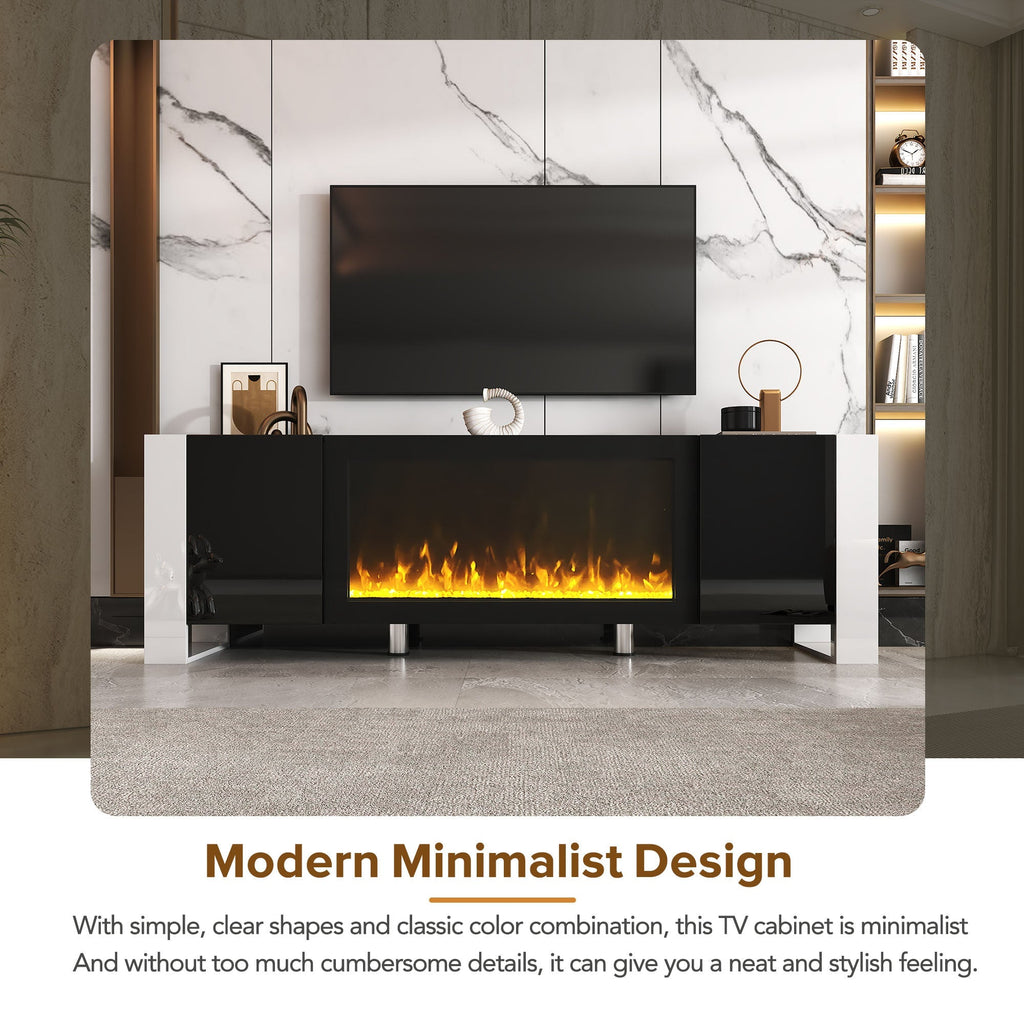 Modern TV Stand With 34.2' Non-Heating Electric Fireplace