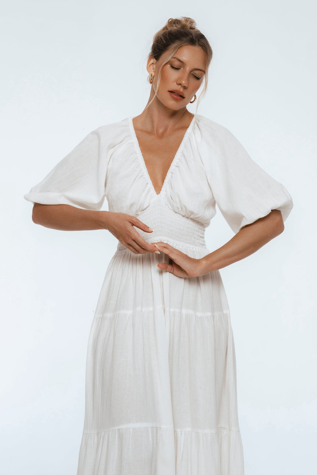 Lucienne Smocked Linen Maxi Dress