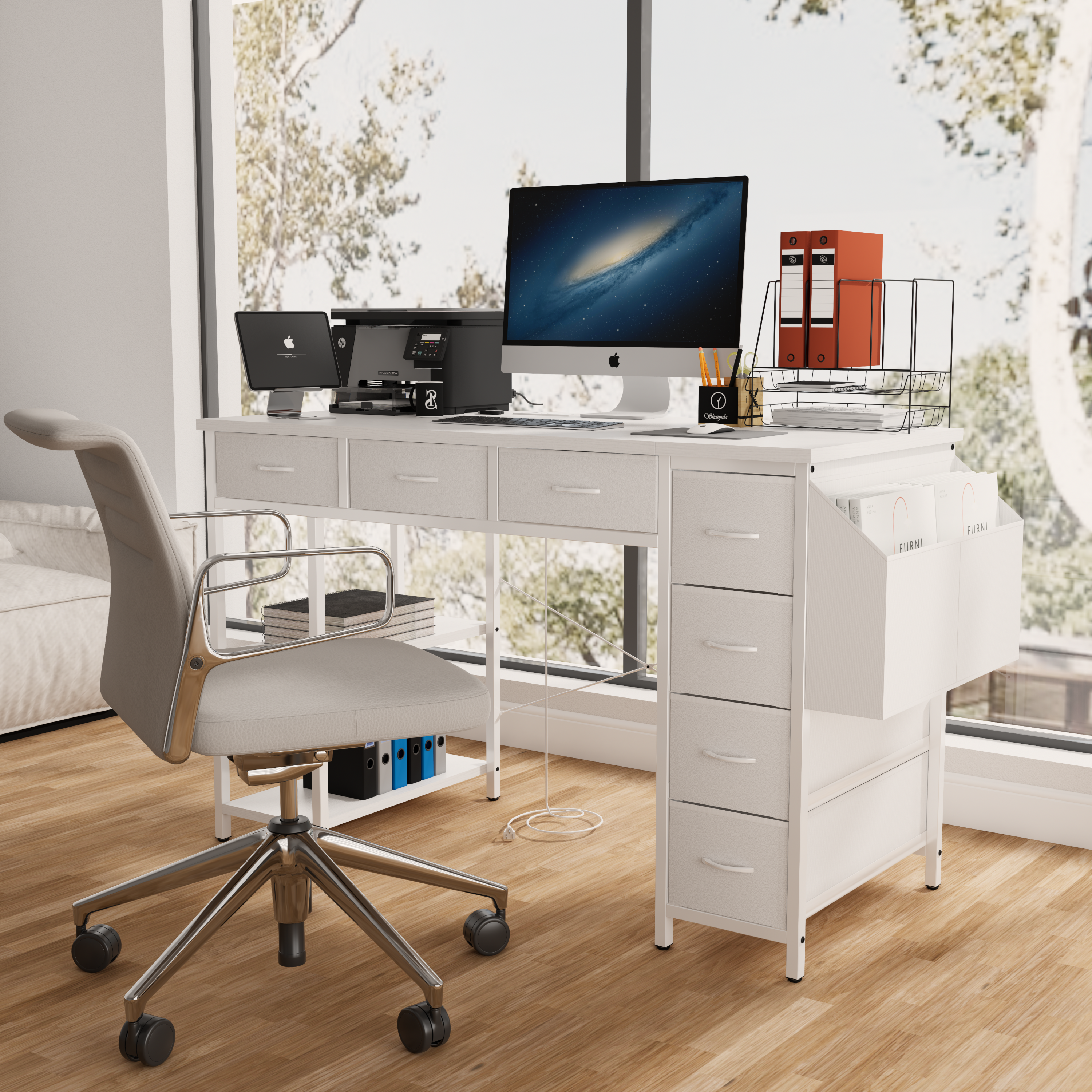 47' Computer Desk With Power Outlet