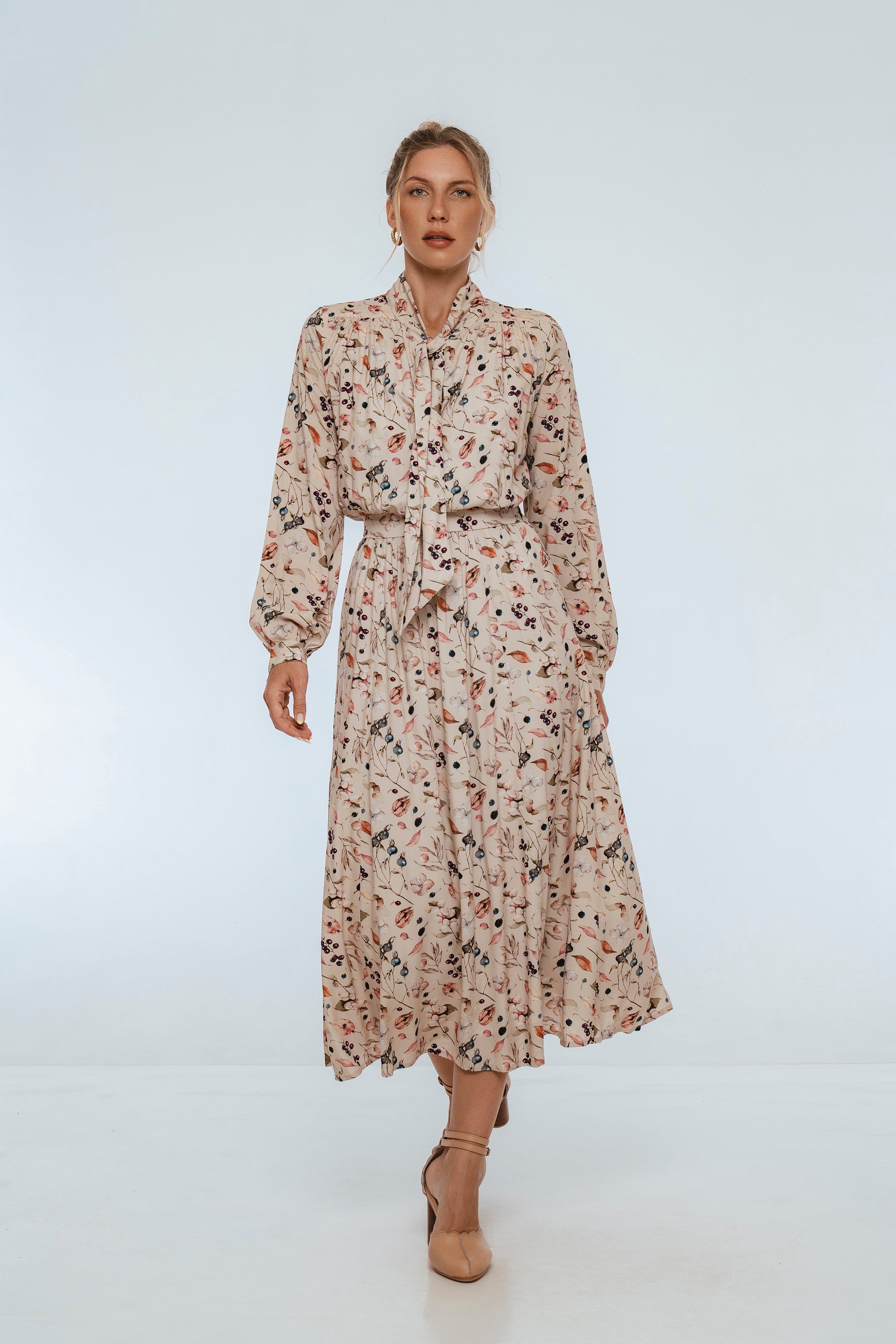 Evelina Long Sleeve Midi Dress