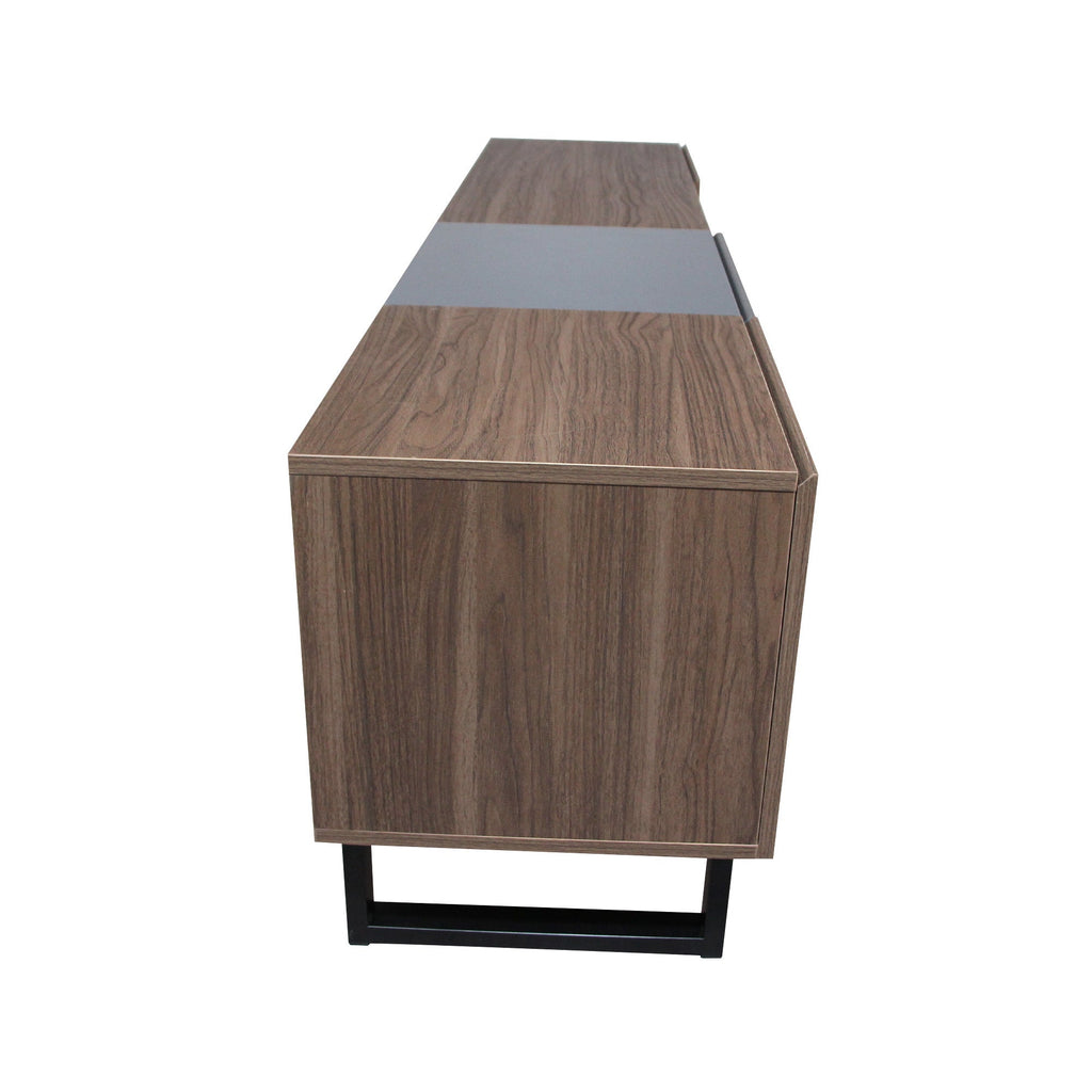 Modern TV Stand With 3 Cabinets & Open Shelves