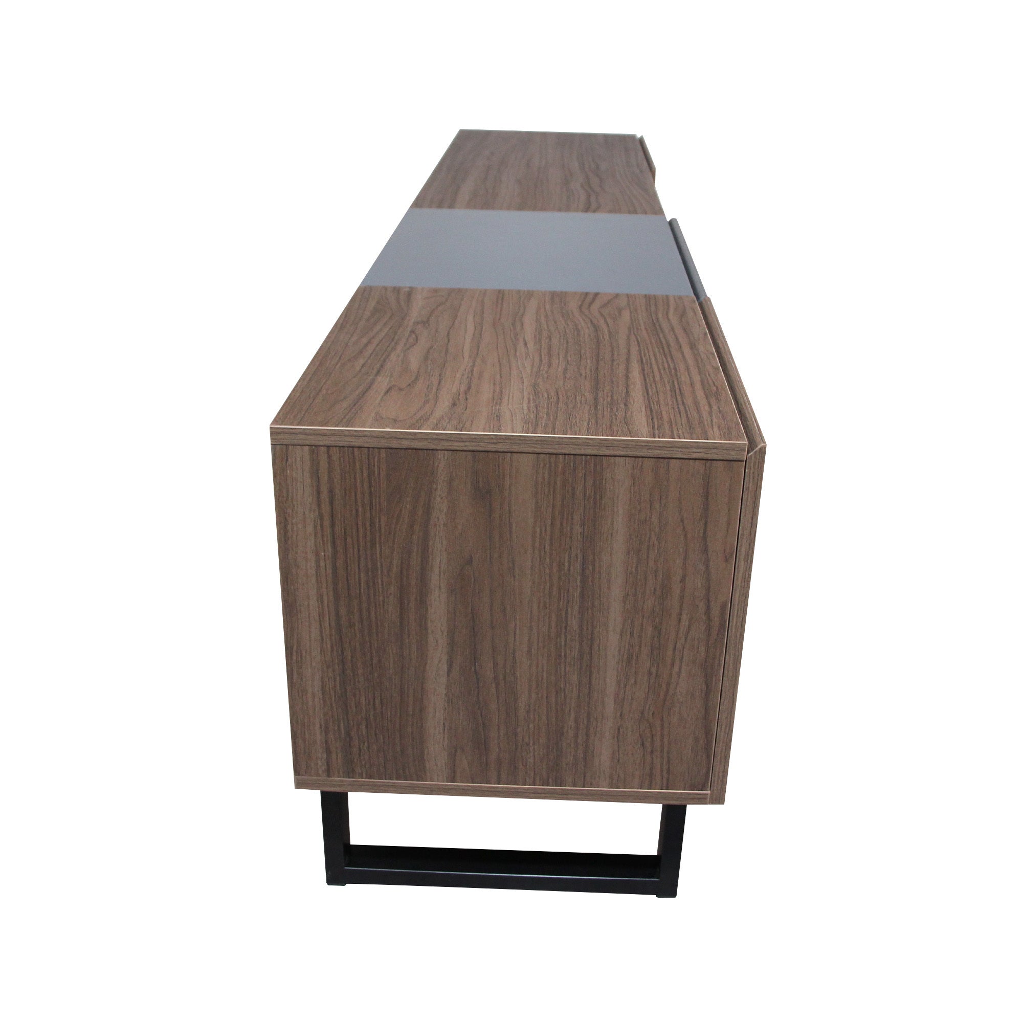 Modern TV Stand With 3 Cabinets & Open Shelves