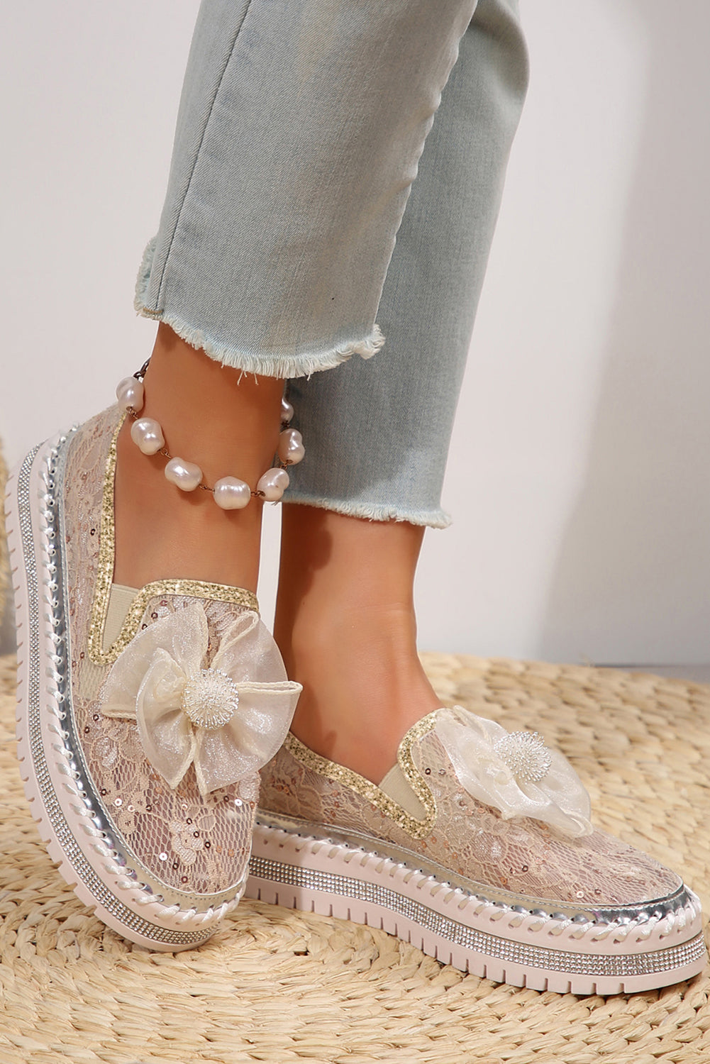Ayah Breathable Lace Loafer Shoes by Threaded Pear
