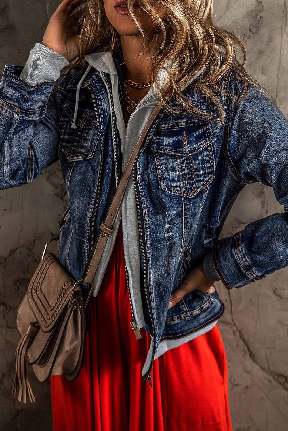 Mia Hooded Zip Up Jacket - Threaded Pear