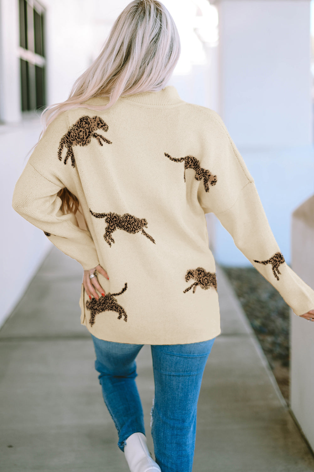 Harper Print High Hem Sweater - Threaded Pear