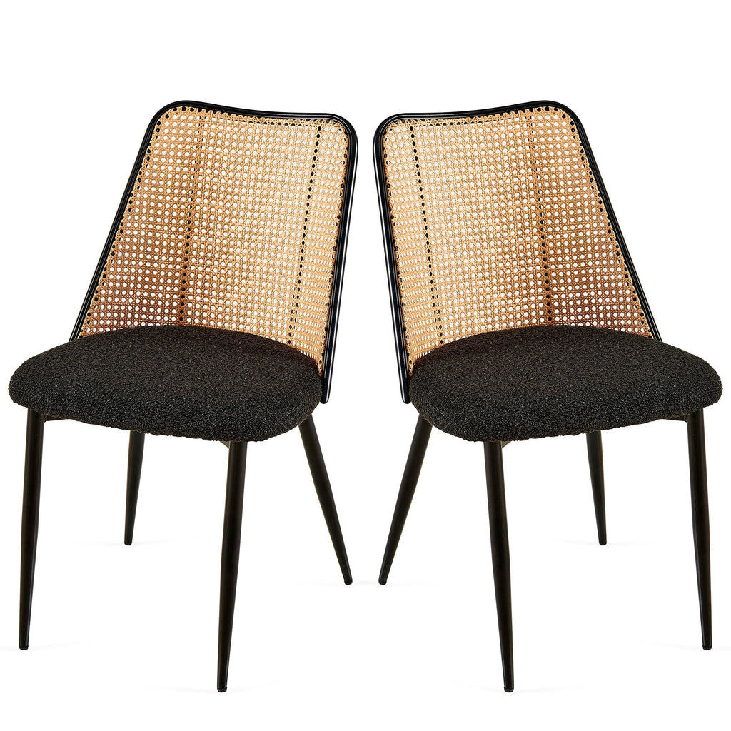 Set of Black Rattan Dining Chairs