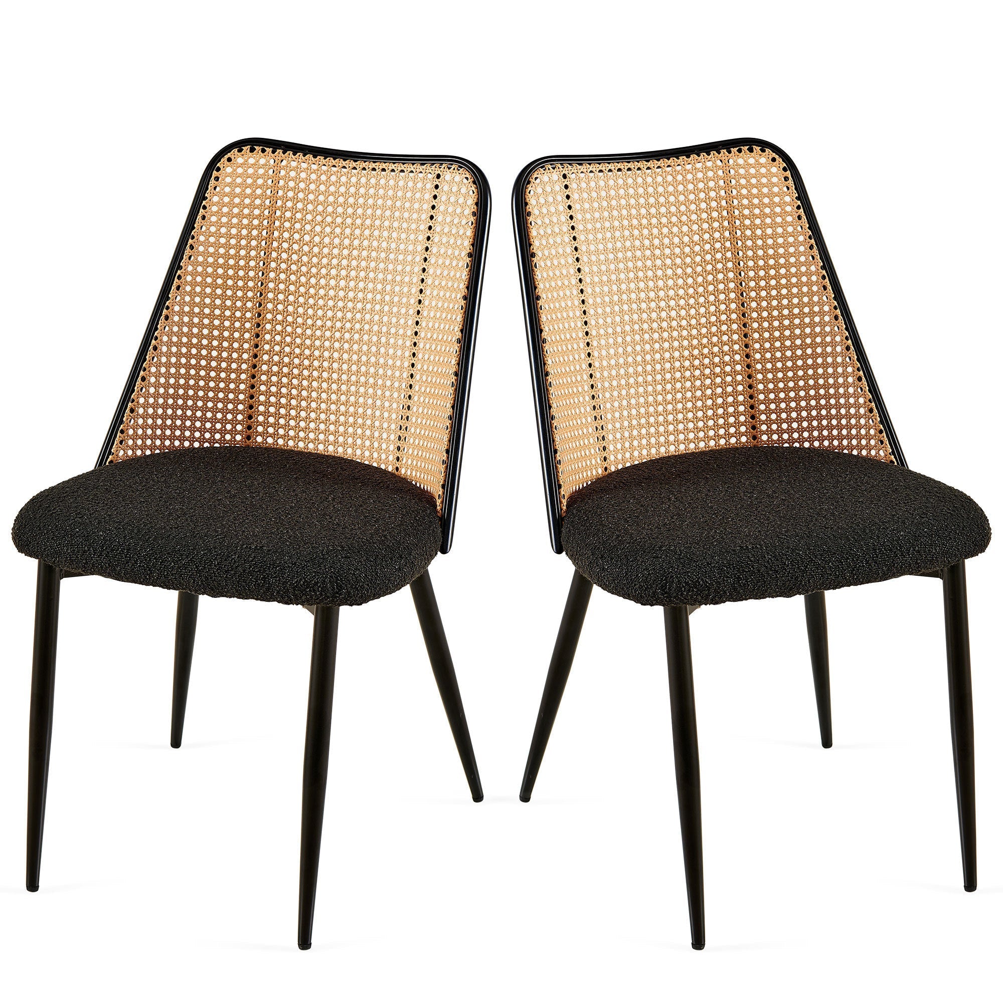 Set of Black Rattan Dining Chairs