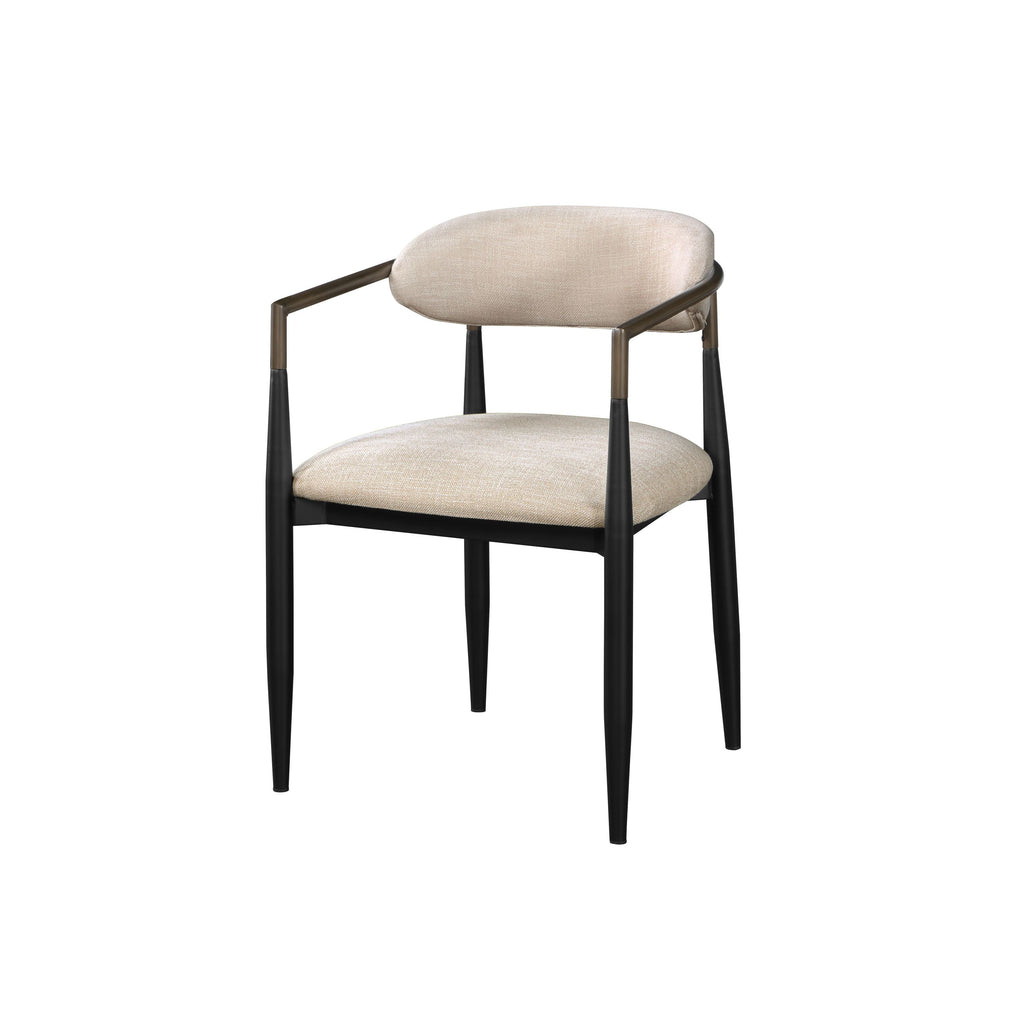 Set of 2 Beige and Black Armchair With Open Back