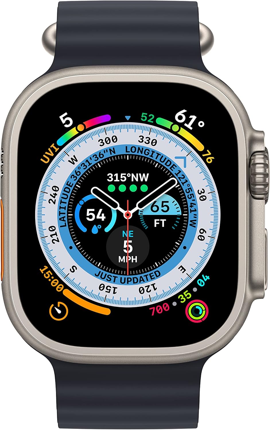 Apple Watch Ultra 49mm Gps + Cellular Titanium Silver + Navy Ocean Band 32gb WS1