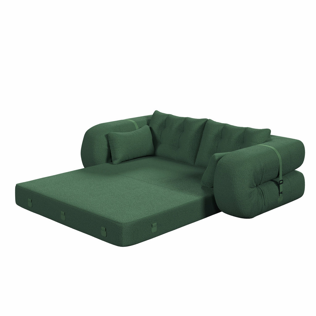 Human Dog Bed, Lazy Sofa Couch, 78.7 ' Multi-Functional Foldable Sofa Bed, 3-in-1 Teddy Fabric Foam-Filled Sleeper Sofa Bed for Living Room,Guest Bed,Playroom,Green by 39F INC.