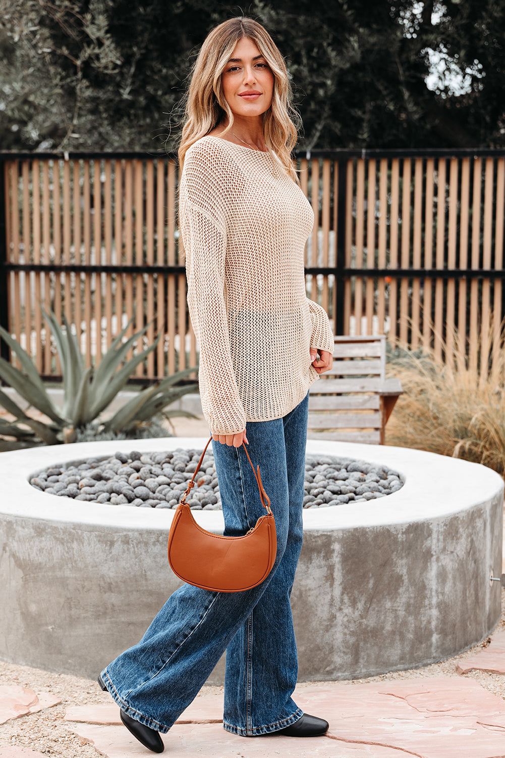 Hadley Crochet Hollow-out Sweater - Threaded Pear