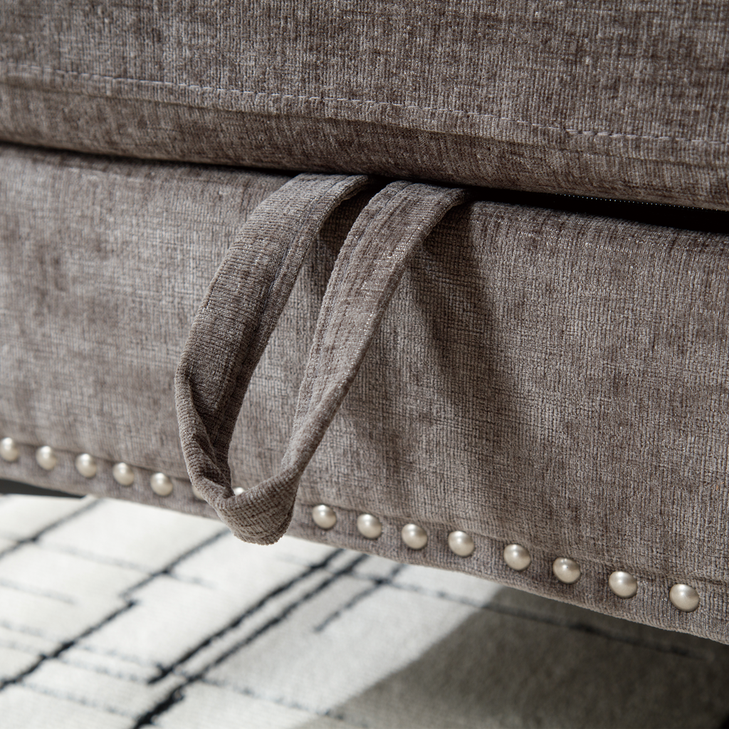 L Shaped Sectional Convertible Sofa With Storage Ottoman and Modern Tufted Style