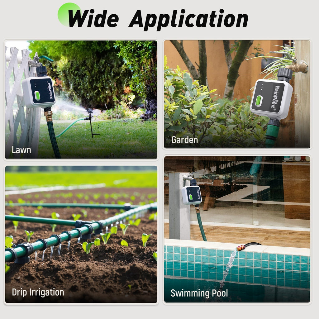 RAINPOINT Wireless Smart Water Timer for Garden Hose with Hub, Outdoor Sprinkler Irrigation, Rain Delay, APP Remote Control, WiFi Valve for Faucet Automatic Schedules Lawn,Backyard,Pool by BALDR Electronic