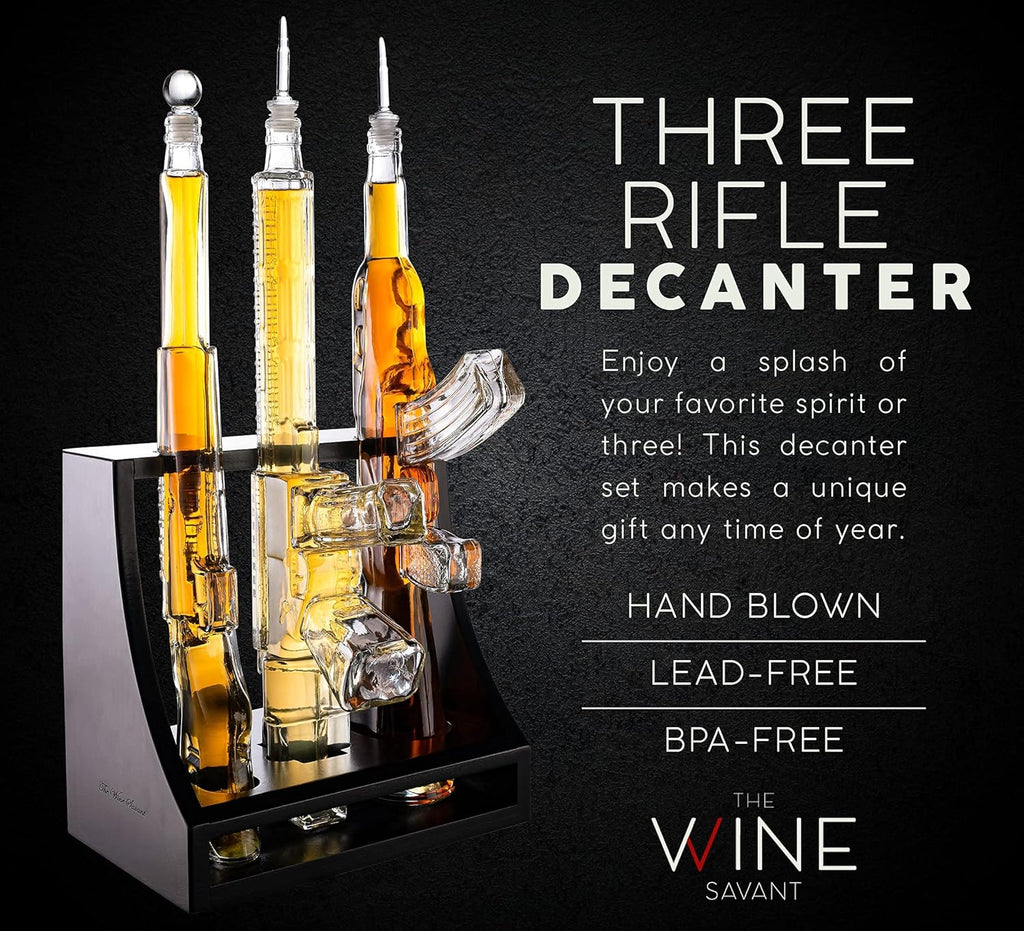 Triple Gun Whiskey Decanter Set