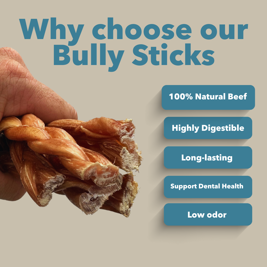 6" Thin Braided Bulk Bully Sticks by Mighty Chewz