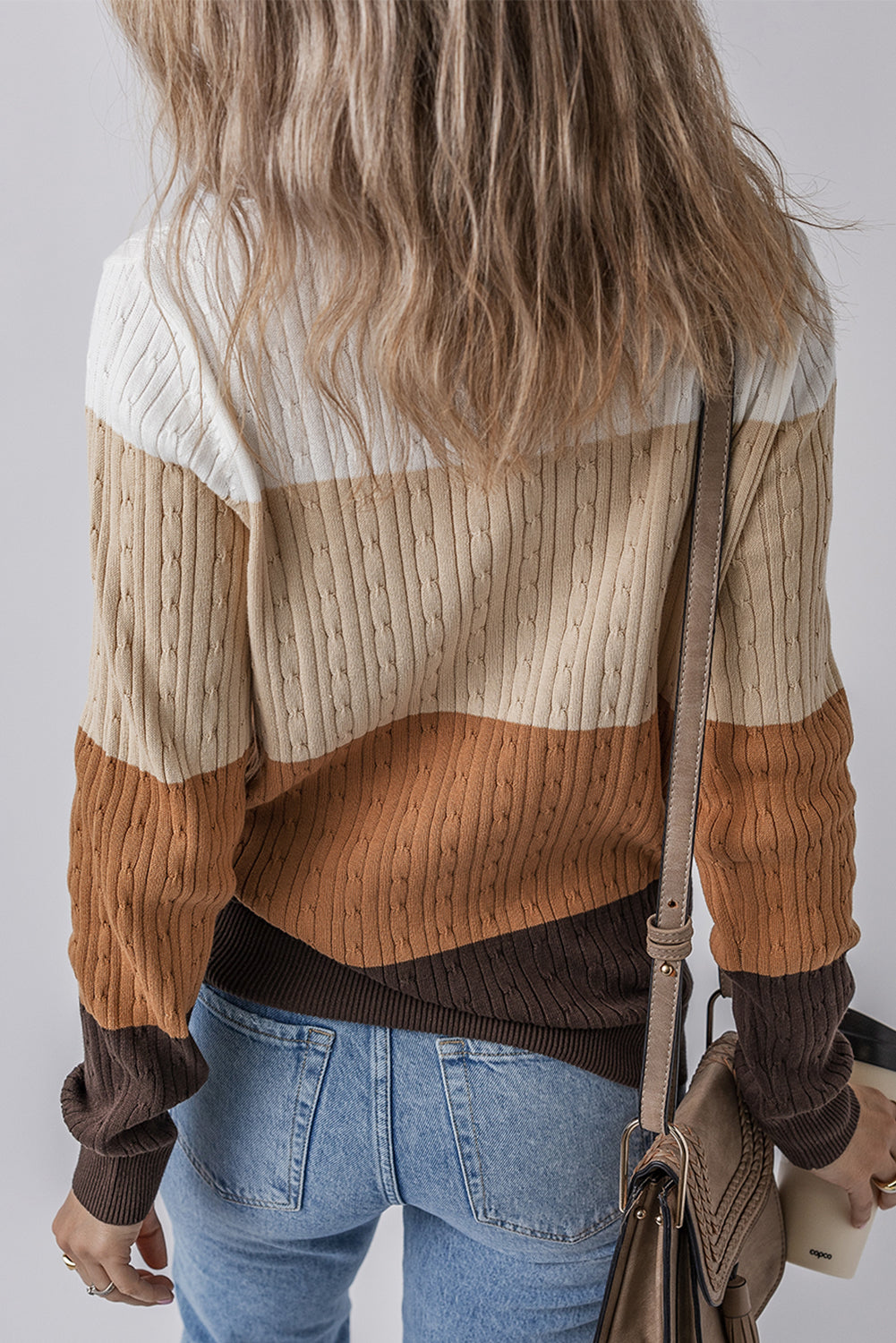 Madison Colorblock Cable Knit Sweater - Threaded Pear