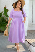 Marley Plus Size Swiss Dot Smocked Dress - Threaded Pear