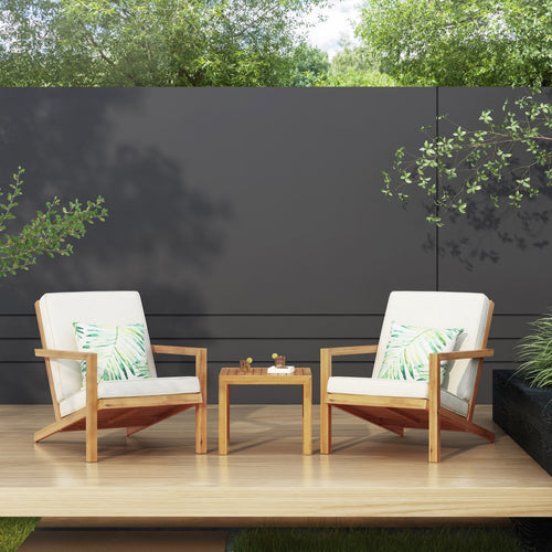 3 Pieces Acacia Wood Outdoor Minimalist Set