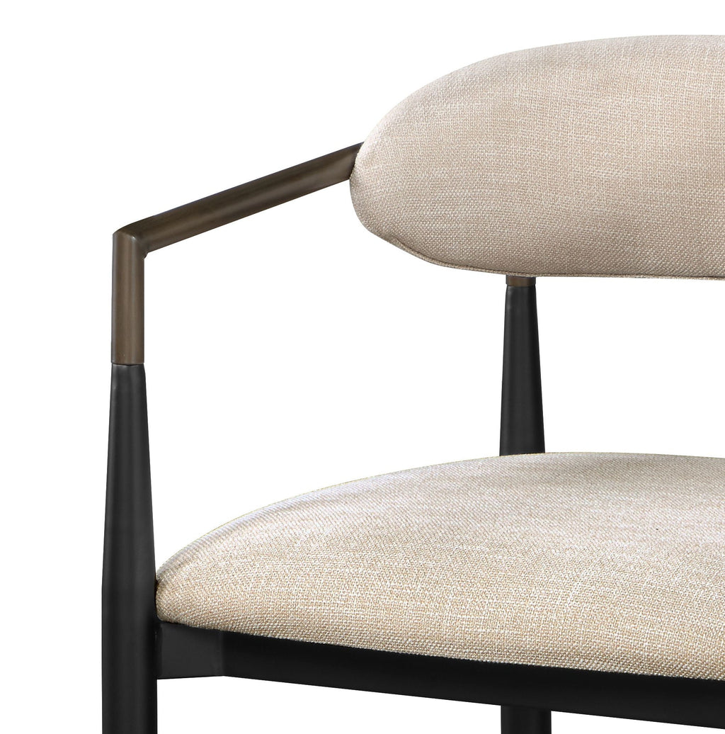 Set of 2 Beige and Black Armchair With Open Back