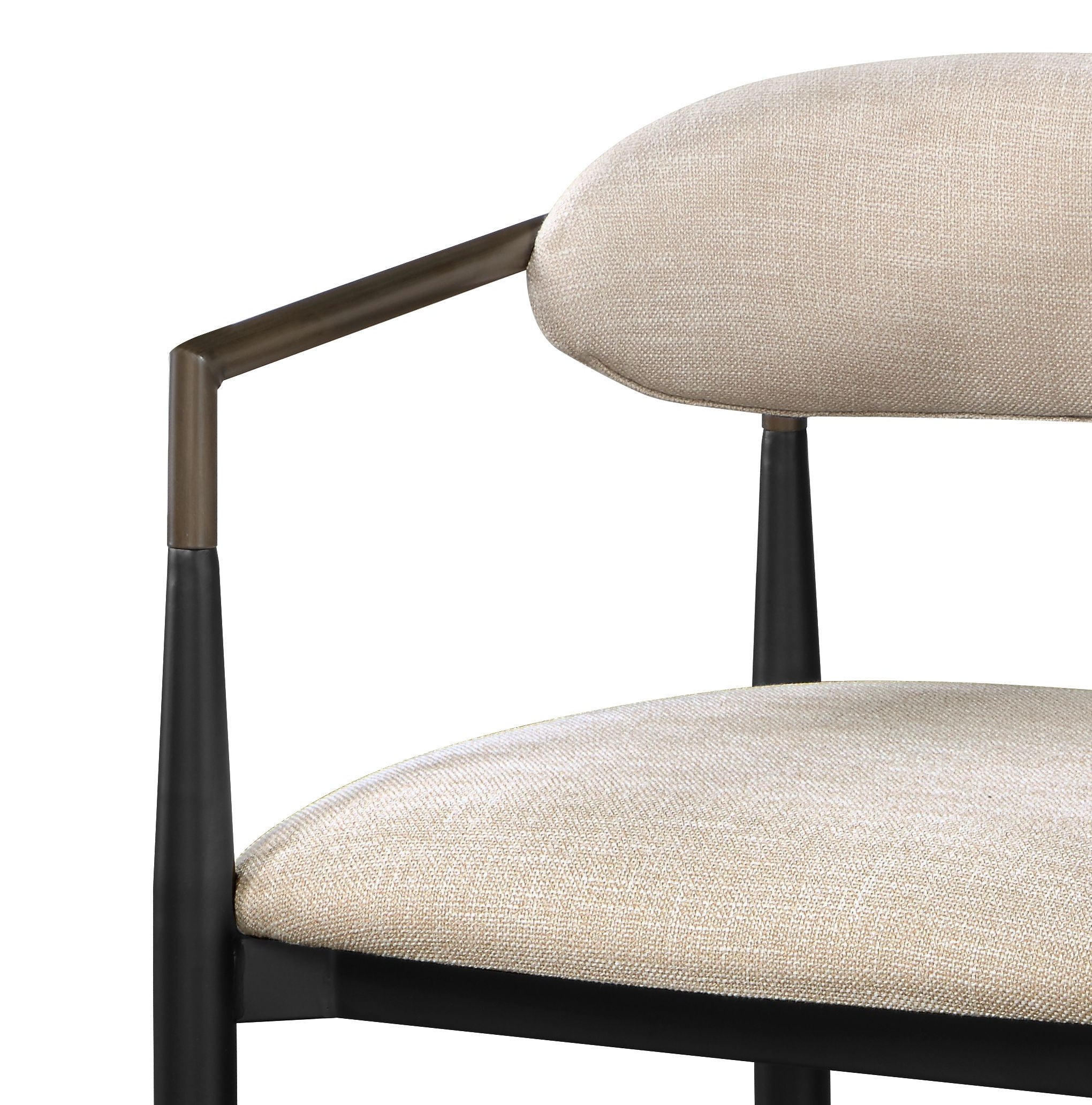 Set of 2 Beige and Black Armchair With Open Back