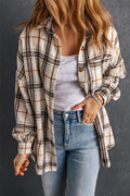 Khloe Oversized Plaid Pattern Shacket - Threaded Pear