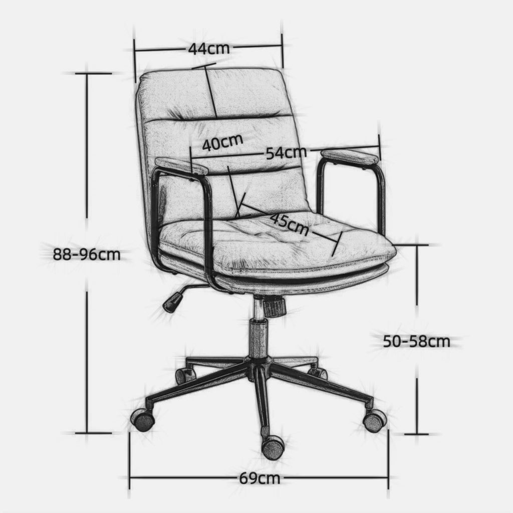 Mid Back Ergonomic PU Leather Rolling Swivel Chair