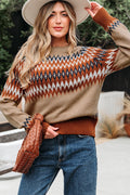 Eva Aztec Crew Neck Sweater - Threaded Pear