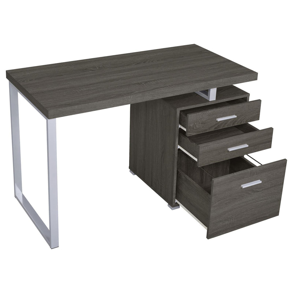 Weathered Grey 3-Drawer Reversible Office Desk