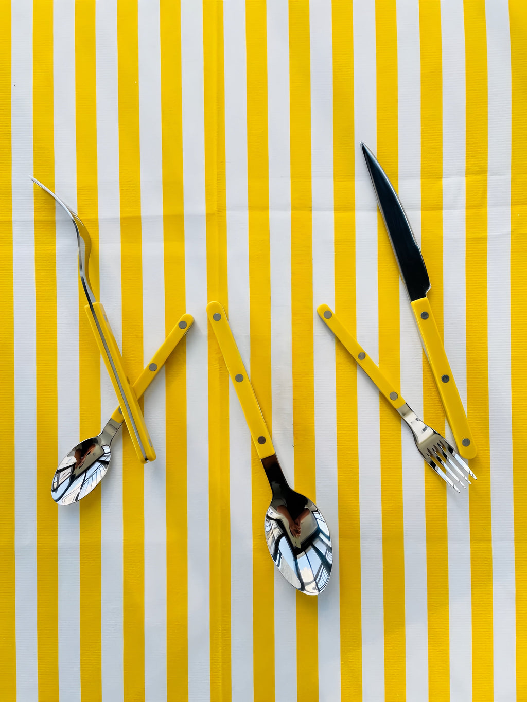 Set of 10 Dopamine Stainless Steel Rivet Flatware, Contemporary Bistrot Style Cutlery