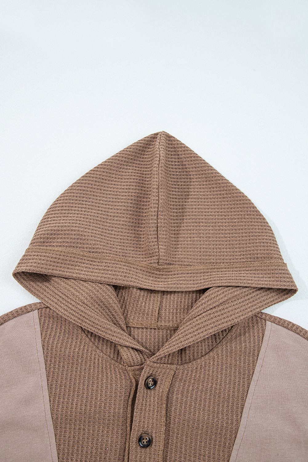 Goat Waffle Contrast Patchwork Plus Size Pocketed Hoodie by Threaded Pear