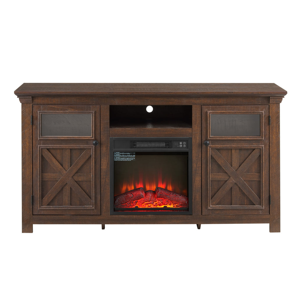 2 Doors Cabinet Farmhouse TV Stand With 18' Fireplace Insert