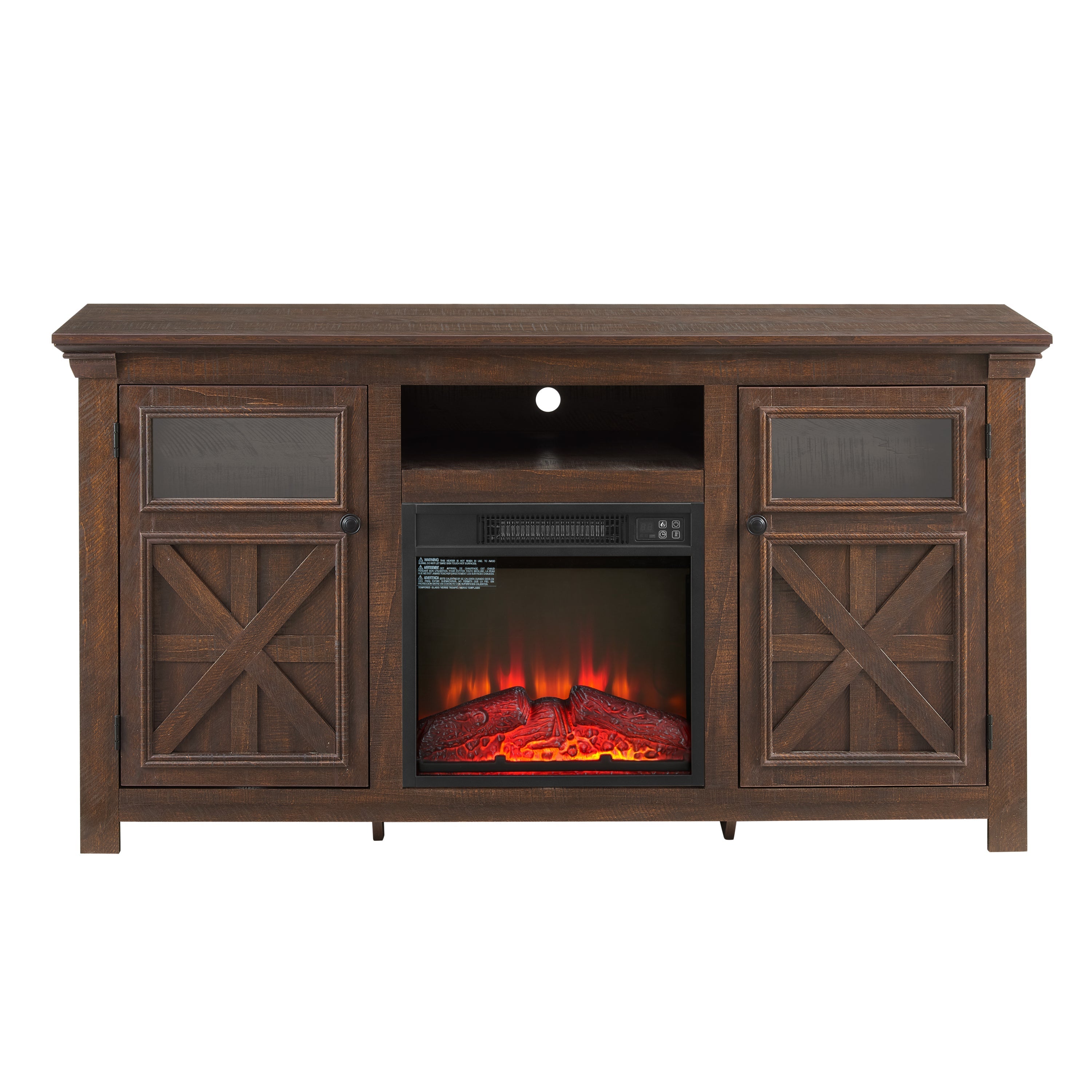 2 Doors Cabinet Farmhouse TV Stand With 18' Fireplace Insert