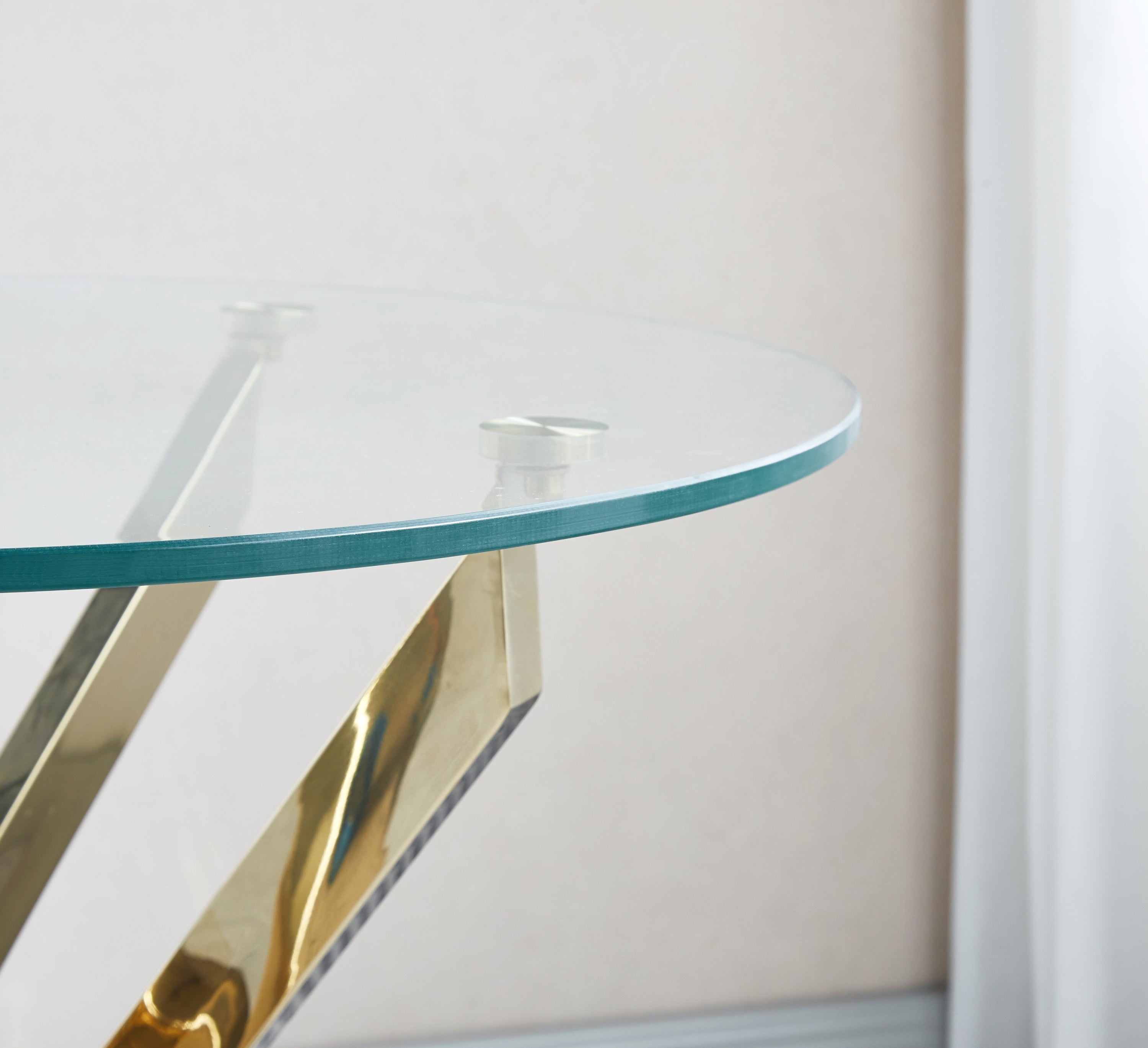 Modern Round Tempered Glass Coffee Table With Stainless Steel Legs
