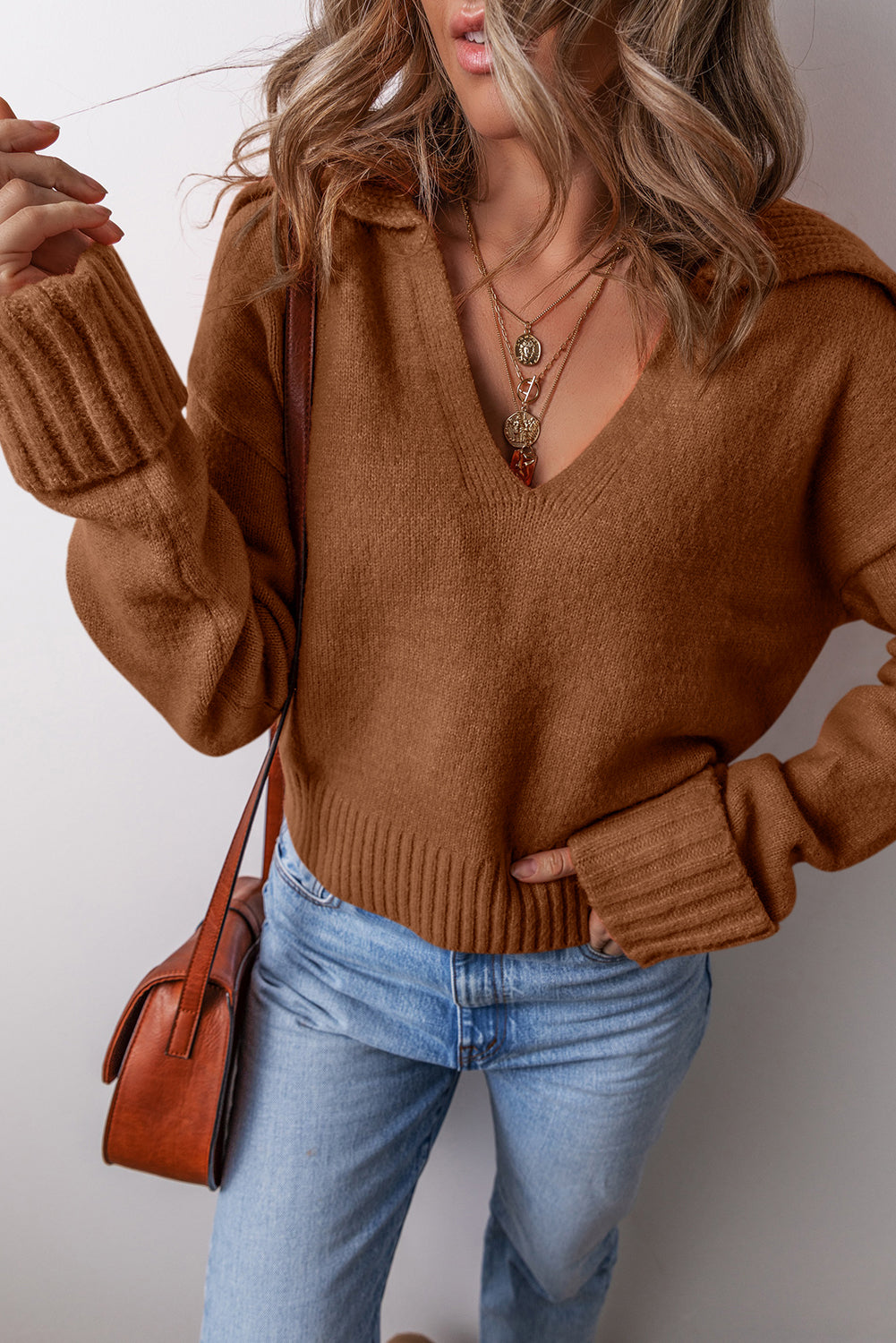 Avery Edge Sexy Elegant Sweater - Threaded Pear