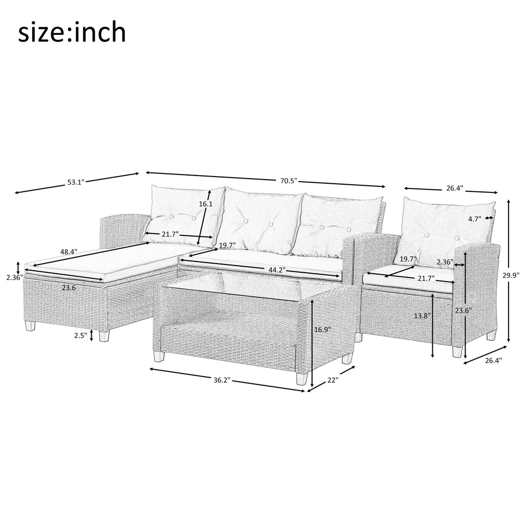 Set of 4 Piece Outdoor, Patio Furniture