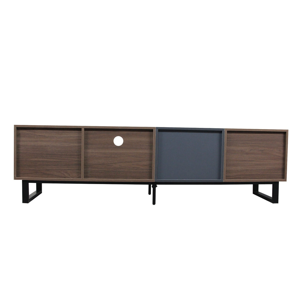 Modern TV Stand With 3 Cabinets & Open Shelves
