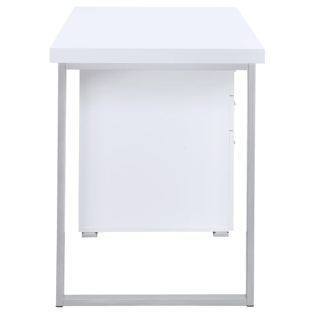 White 3-Drawer Reversible Office Desk
